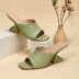 Square Toe Wine Glass High-Heel Solid Color Sandals NSSO113728