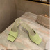 Square Toe Crystal & Transparent High-Heeled Sandals NSSO113732