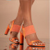 Thick High-Heeled Elastic Belt Open Toe Solid Color Satin Sandals NSSO113733