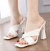 Square Toe Chunky Cross Bands High Heel Sandals NSSO113735