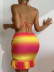 Printed Lace Up Bikini High Waist Skirt Three-Piece Swimwear NSFPP113758