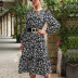 Round Neck Long-Sleeved Floral Dress Without Belt NSDMB113775