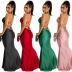 Pleated Solid Color Sling Wrap Chest Backless Lace-Up Prom Dress NSXYZ113785