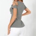 Solid Color Lace V-Neck Short-Sleeved T-Shirt NSLZ113808