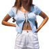 Solid Color Short-Sleeved Crop Knitted Cardigan NSLZ113809