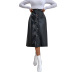 High Waist Pu Leathe Slit Mid-Length Sheath Skirt NSJM113813