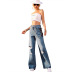 high waist ripped wide-leg jeans NSJM113821
