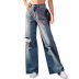 high waist ripped wide-leg jeans NSJM113821