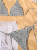 Lace Up Stripe Printed Bikini High Waist Drawstring Skirt Three-Piece Set NSFPP113853