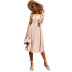 Single Breasted Solid Color V-Neck Short-Sleeved Lace-Up Dress NSYYF113854
