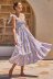 Print Sling Lace-Up Backless Big Swing Dress NSHM113875