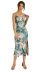 Low-Cut Sling Bow Lace-Up Backless Split Floral Dress NSHM113881