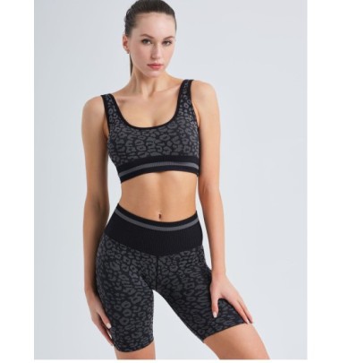 Print Hip-lifting High-elastic Sleeveless Slim Knitted Yoga Vest And Shorts Two-piece Suit NSOUX113650