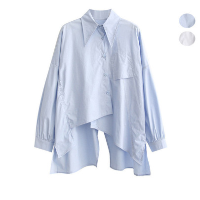Lapel Loose Irregular Long-sleeved Shirt NSFYF113701