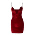 V-Neck Slim Chain Sling Backless Solid Color Dress NSHTL113897
