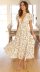 Short-Sleeved Big Swing V-Neck Floral Cotton Dress NSJRM113912