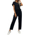 Short Sleeve Round Neck Solid Color Knit Top & Pant Suit NSYYF113934