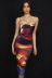 Pleated Tie-Dye Sling Backless Slim Dress NSHM114030