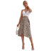 Print Split Lace-Up High Waist Skirt NSJM114055