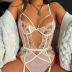 Hollow Lace See-Through Embroidery One-Piece Underwear NSMDN114085