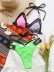 Hanging Neck Lace-Up Metal Ring Color Matching Bikini 2 Piece Set NSCSM114091