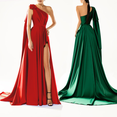 Sleeveless Single-shoulder Slit Mopping Prom Dress Nihaostyles Wholesale Clothing NSKXN105004