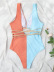 Color Matching Waist Hollow Lace-Up Backless One-Piece Swimsuit NSFPP114217
