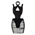 Sleeveless Stitching Hollow Hanging Neck Solid Color Mesh Dress NSYOM114230