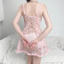 Stitching Sling Fungus Edge Perspective Lace Dress NSSSN114252