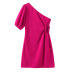 Slanted Shoulder Single-Short Sleeve Hollow Solid Color Dress NSXFL114277
