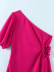 Slanted Shoulder Single-Short Sleeve Hollow Solid Color Dress NSXFL114277