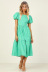Round Neck Puff Sleeves Back Tied Rope Dress NSHM114305