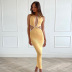 Solid Color Stitching Hollow Backless Slip Dress NSMG114343