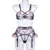 Embroidery Cross Strapping See-Through Sexy Lingerie Set NSMXF114364