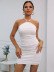Solid Color Halterneck Slim Pleated Dress NSYI114370