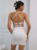 Solid Color Halterneck Slim Pleated Dress NSYI114370