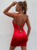 Solid Color Backless Lace-Up Sheath Dress NSYI114381