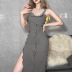 Solid Color Slim Fit Slit Slip Dress NSSS114438