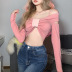 One-Word Neck Bow Long-Sleeved Slim Top NSSS114453