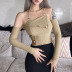 Solid Color Knitted Long-Sleeved Slim Top NSSS114456