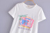 Music Tv Print Round Neck Short Sleeve T-Shirt NSAM114507