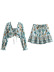 Conjunto de top y falda con estampado de cordones manga larga cuello en V y borde fúngico NSXFL114530