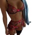 Love Embroidery Stitching Small Bow See-Through Sexy Underwear Three-Piece Set NSMXF114542
