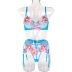 Flower Embroidery Stitching Suspender Solid Color See-Through Sexy Lingerie Set NSMXF114548