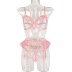 Hollow Sling Lace Perspective Lingerie Three-Piece Set NSMXF114550