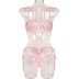 Flower Embroidery Sling Lace-Up Mesh See-Through Sexy Underwear Set NSMXF114555