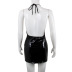 Pu Leather Solid Color Halter Neck Backless Lace-Up Dress NSKKB114739