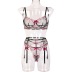 Flower Embroidery Sling Backless See-Through Underwear Three-Piece Set NSMXF114754