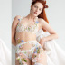 Flowers Embroidery Steel Ring Bow See-Through Underwear Set NSMXF114761