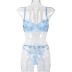 Flower Embroidery Sling Mesh Underwear Set With Chest Pad NSMXF114762